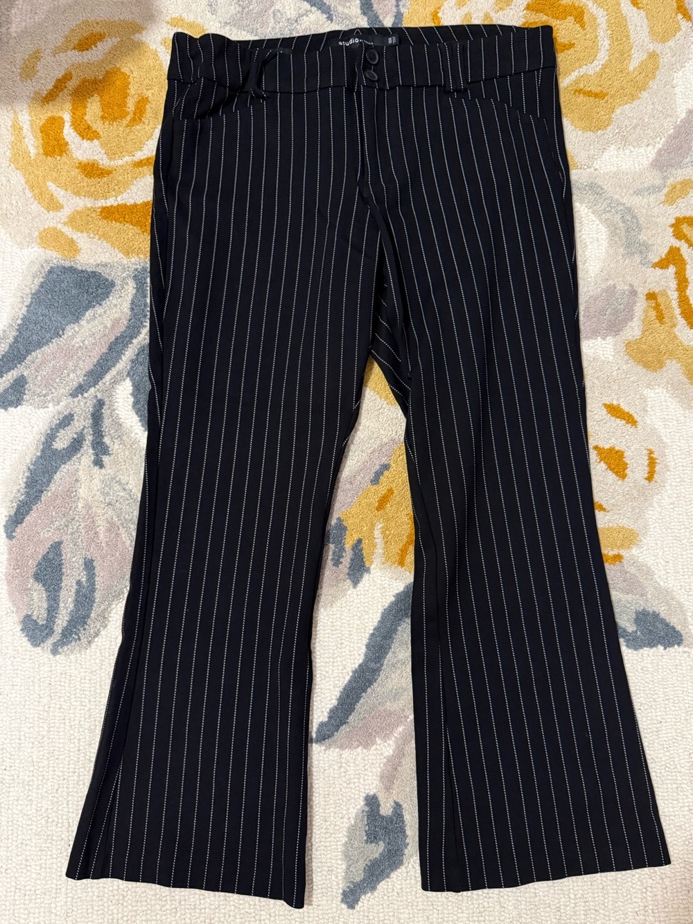 Studio by Torrid Pinstriped Slim Boot Trouser Luxe Midrise in Black Size 18R